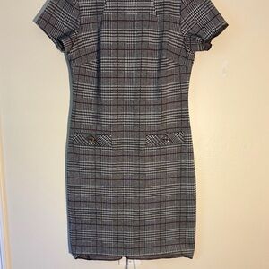 Tommy Hilfiger Plaid Mini Dress in Black and Gray